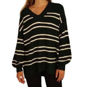 American Eagle dreamspun green striped sweater oversized women’s XS knit soft